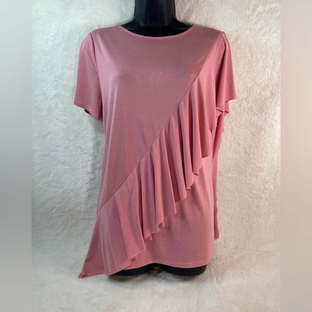 Time and Tru Pink Ruffle Blouse